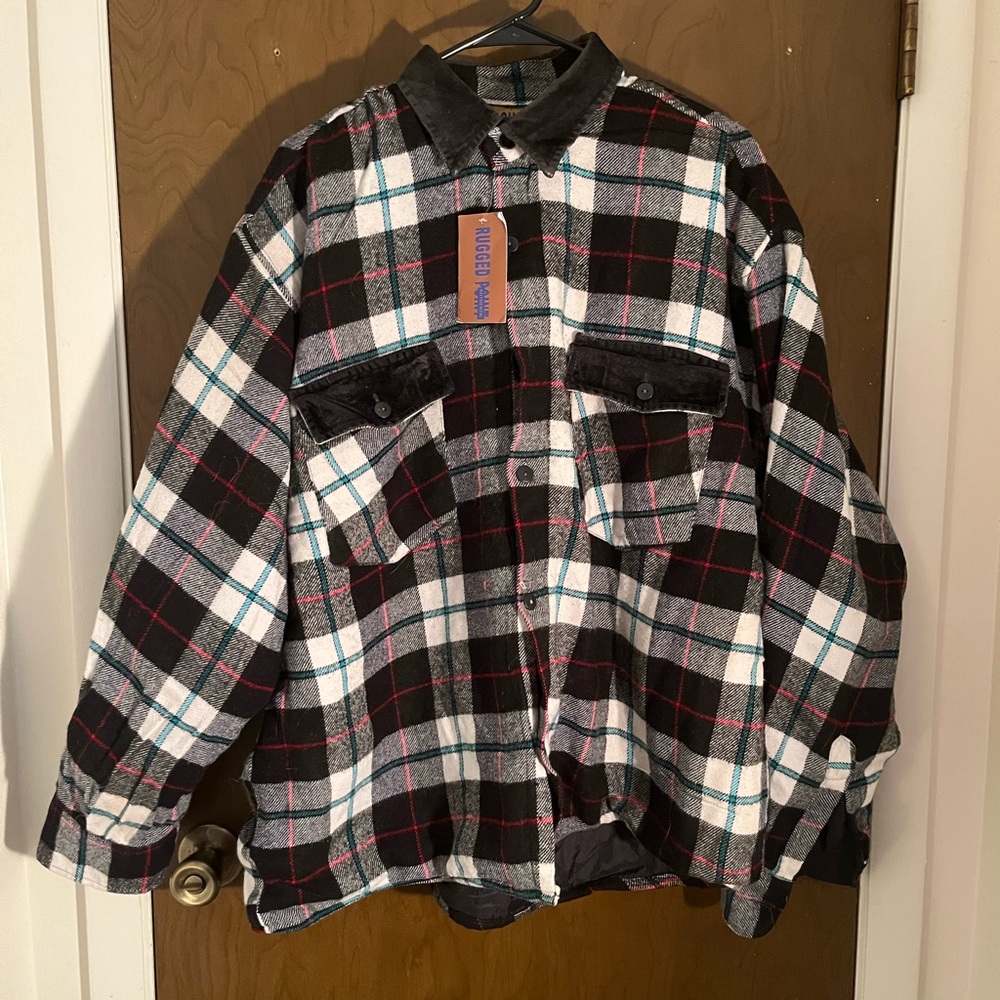 Plaid Men's Jacket with Black Collar